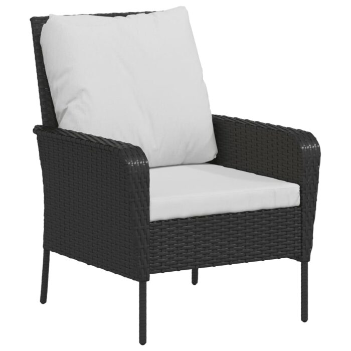 Chaise de jardin avec tabouret noir résine tressée – Image 4