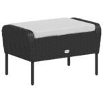 Chaise de jardin avec tabouret noir résine tressée – Image 5