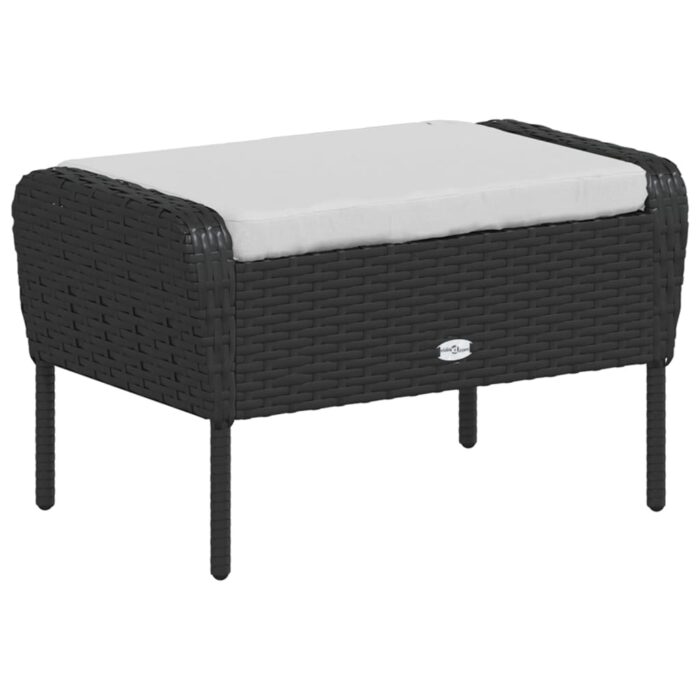 Chaise de jardin avec tabouret noir résine tressée – Image 5