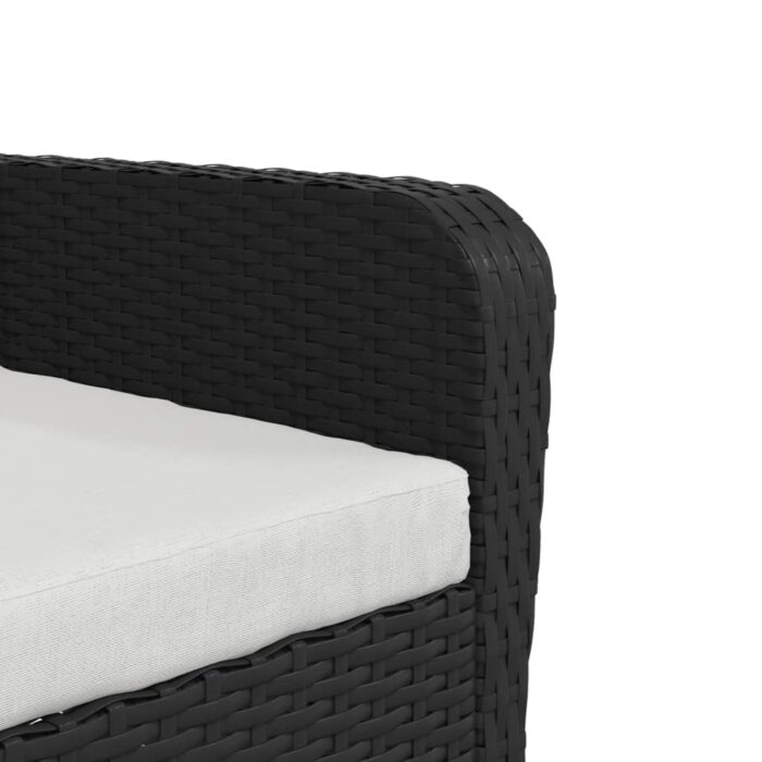 Chaise de jardin avec tabouret noir résine tressée – Image 6