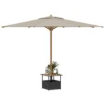 Table de jardin avec trou de parasol noir résine tressée – Image 2