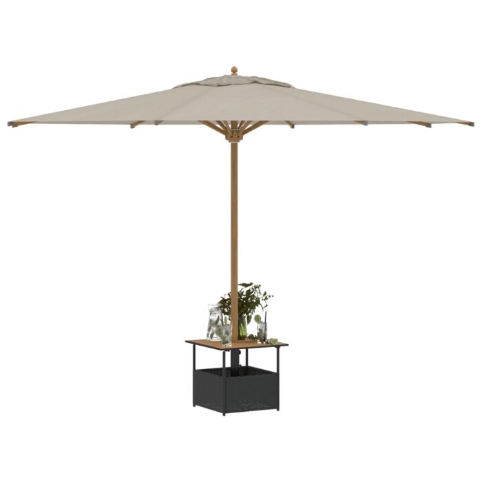 Table de jardin avec trou de parasol noir résine tressée – Image 2
