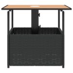 Table de jardin avec trou de parasol noir résine tressée – Image 3