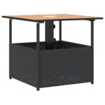 Table de jardin avec trou de parasol noir résine tressée – Image 5
