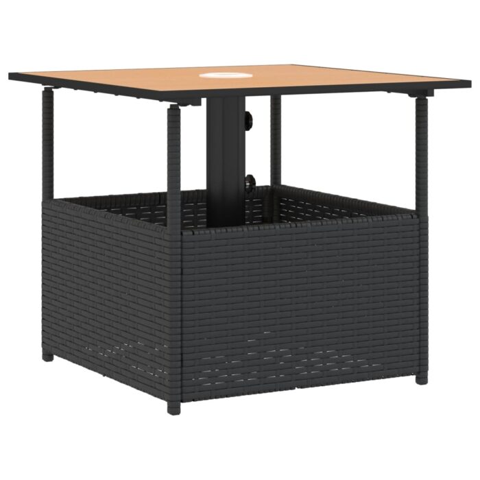 Table de jardin avec trou de parasol noir résine tressée – Image 5