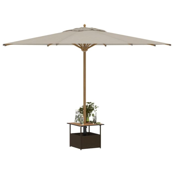 Table de jardin avec trou de parasol marron résine tressée – Image 2