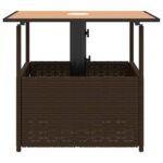 Table de jardin avec trou de parasol marron résine tressée – Image 3