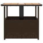 Table de jardin avec trou de parasol marron résine tressée – Image 4