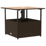 Table de jardin avec trou de parasol marron résine tressée – Image 5