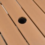 Table de jardin avec trou de parasol marron résine tressée – Image 6
