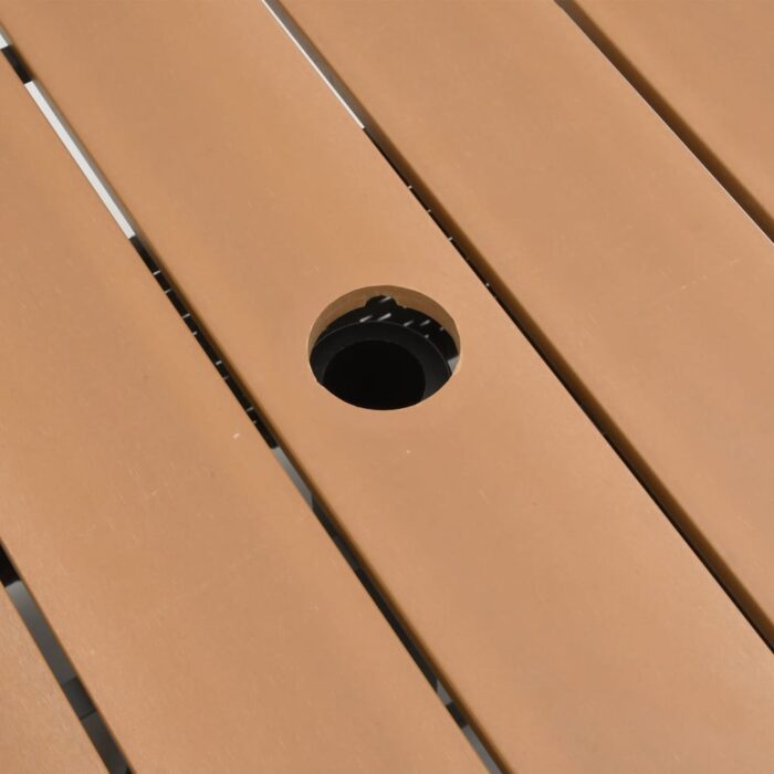 Table de jardin avec trou de parasol marron résine tressée – Image 6