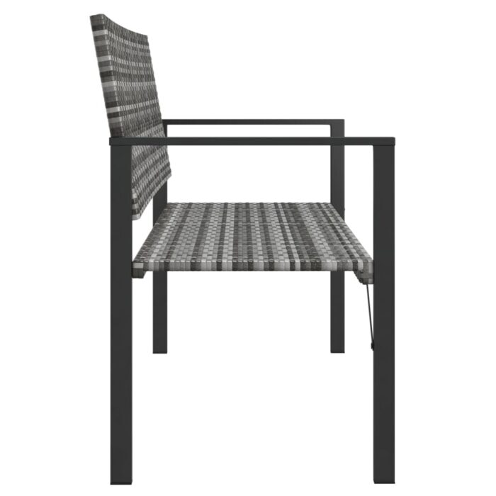 Banc de jardin à 2 places gris résine tressée – Image 2
