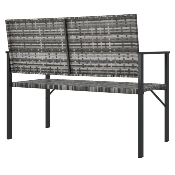Banc de jardin à 2 places gris résine tressée – Image 3