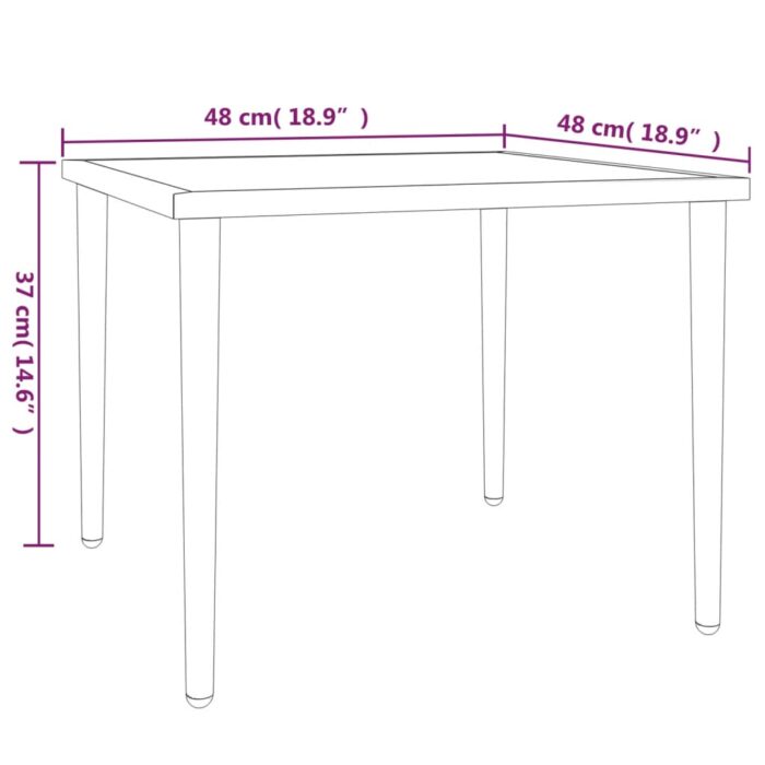 Table de jardin gris 48x48x37 cm acier – Image 4
