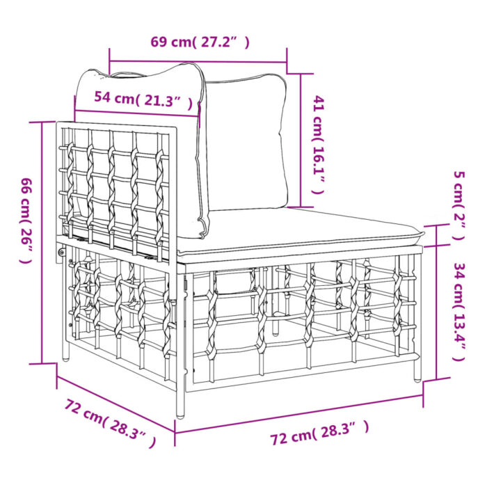 Canapé d'angle de jardin avec coussin beige résine tressée – Image 6