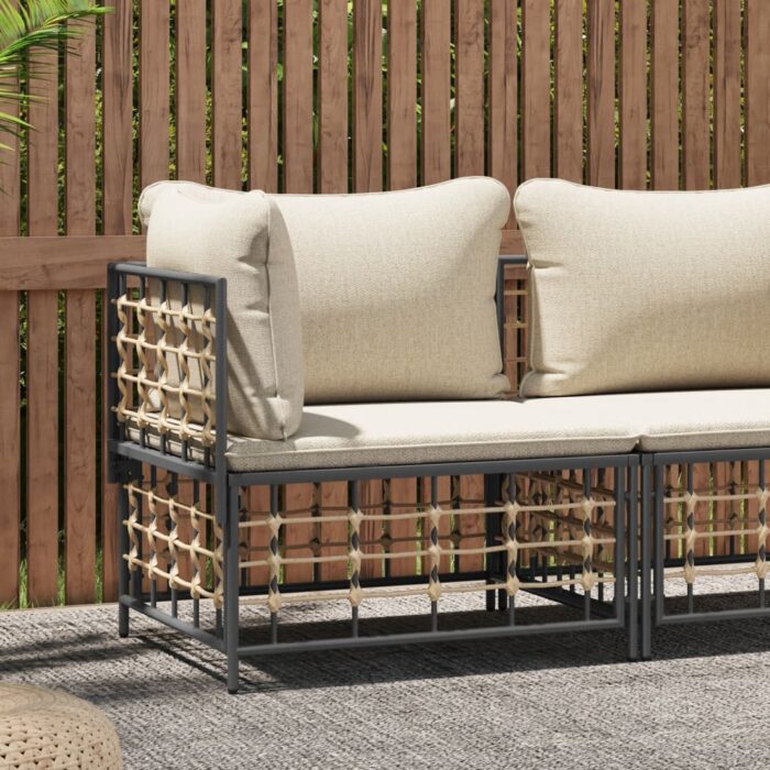VXL8720845787295_m_en_hd_1.jpg Canapé d'angle de jardin avec coussin beige résine tressée – Image 1