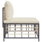 Canapé central de jardin avec coussin beige résine tressée – Image 2