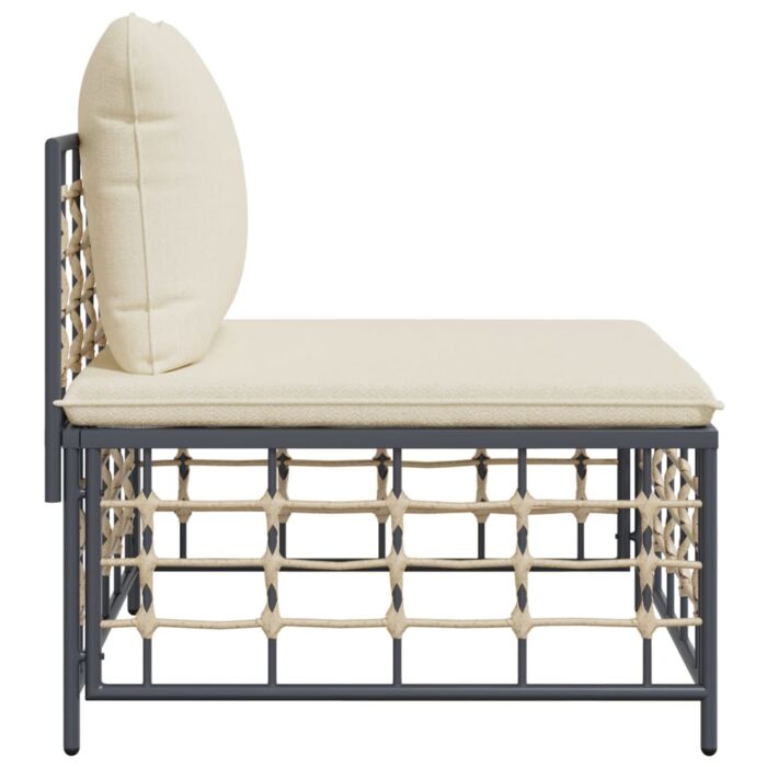 Canapé central de jardin avec coussin beige résine tressée – Image 2