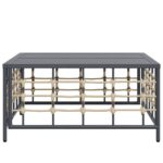 Table de jardin anthracite 70x70x34 cm résine tressée – Image 2