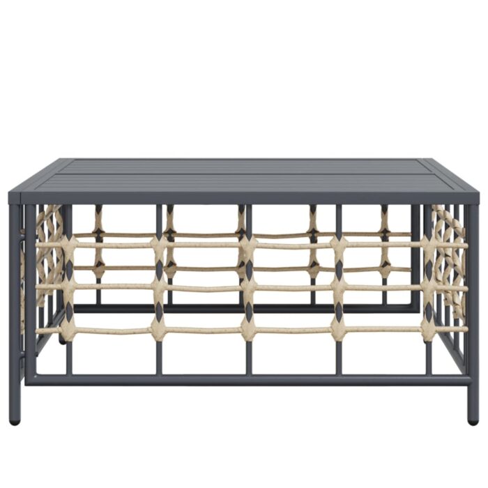 Table de jardin anthracite 70x70x34 cm résine tressée – Image 2