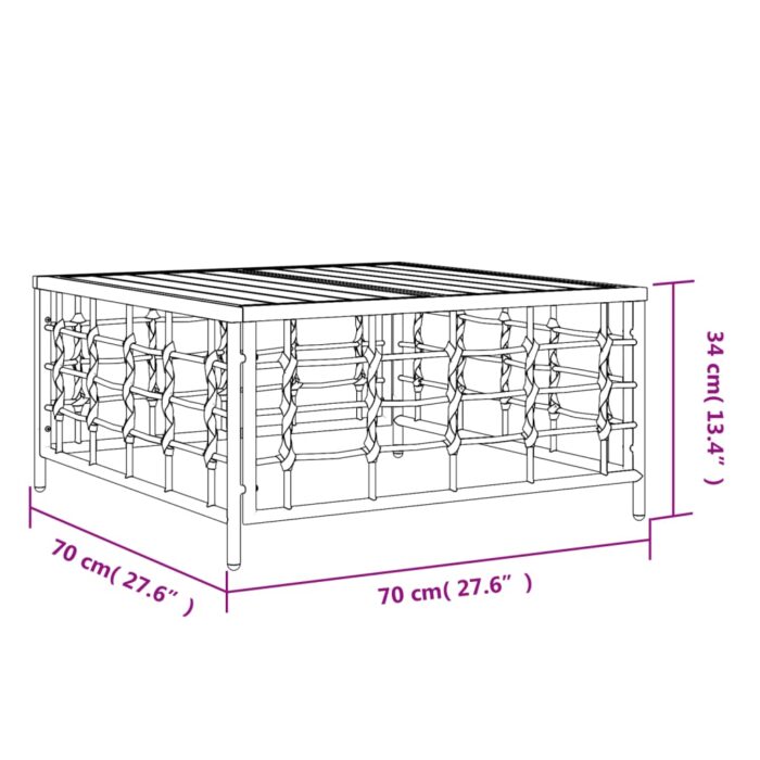 Table de jardin anthracite 70x70x34 cm résine tressée – Image 3