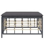 Tabouret de jardin avec coussin gris foncé résine tressée – Image 2