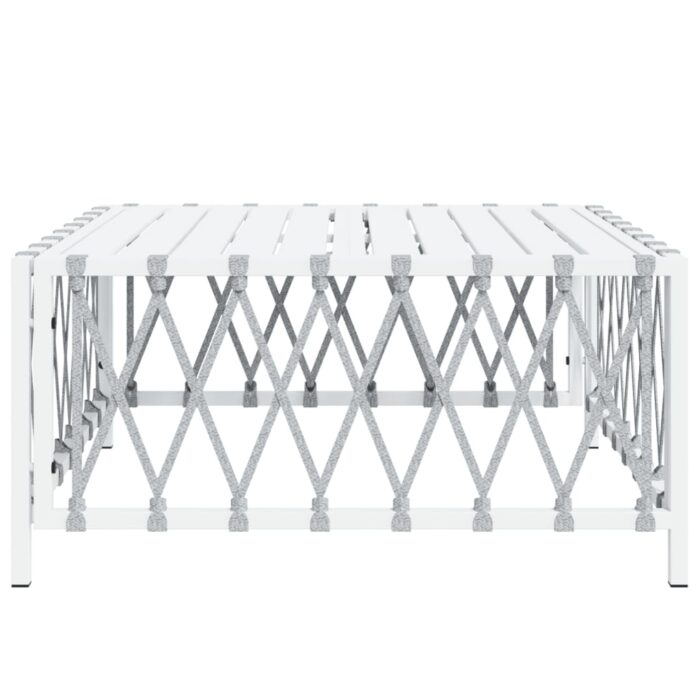 Table de jardin blanc 70x70x34 cm tissu tissé – Image 2