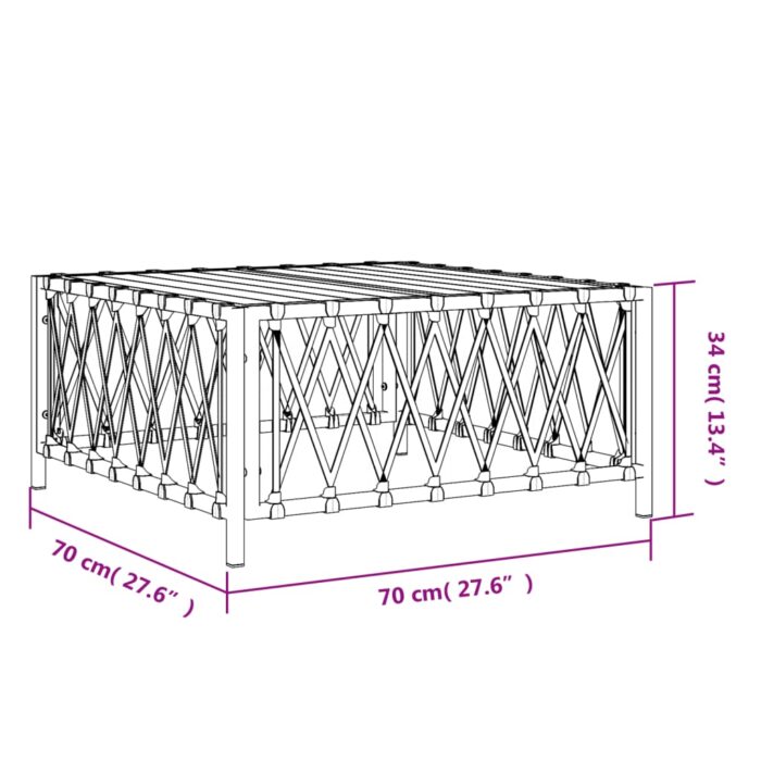 Table de jardin blanc 70x70x34 cm tissu tissé – Image 3