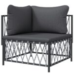 Canapé d'angle de jardin avec coussins anthracite tissu tissé – Image 2