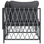 Canapé d'angle de jardin avec coussins anthracite tissu tissé – Image 3