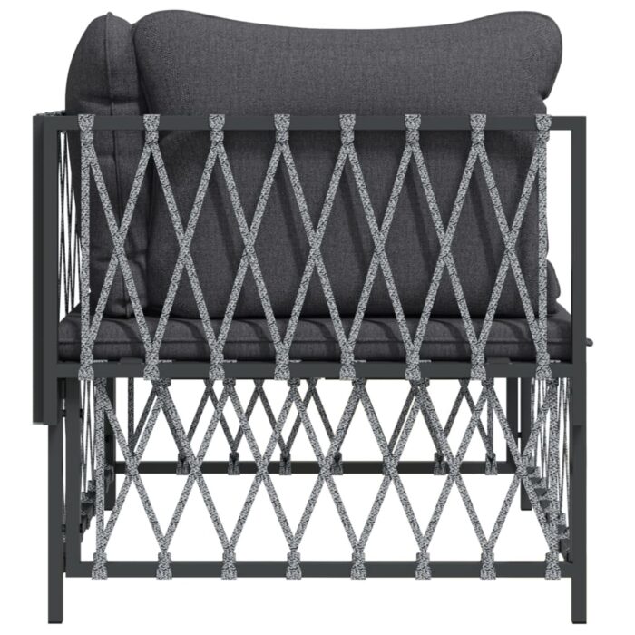 Canapé d'angle de jardin avec coussins anthracite tissu tissé – Image 3