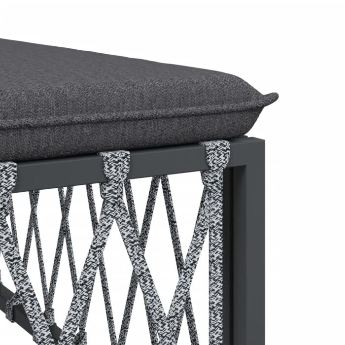 Canapé d'angle de jardin avec coussins anthracite tissu tissé – Image 4