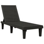Chaises longues lot de 2 noir 155x58x83 cm polypropylène – Image 2
