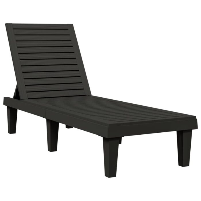 Chaises longues lot de 2 noir 155x58x83 cm polypropylène – Image 2