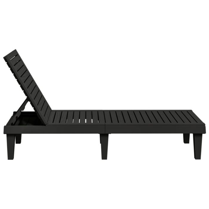 Chaises longues lot de 2 noir 155x58x83 cm polypropylène – Image 4