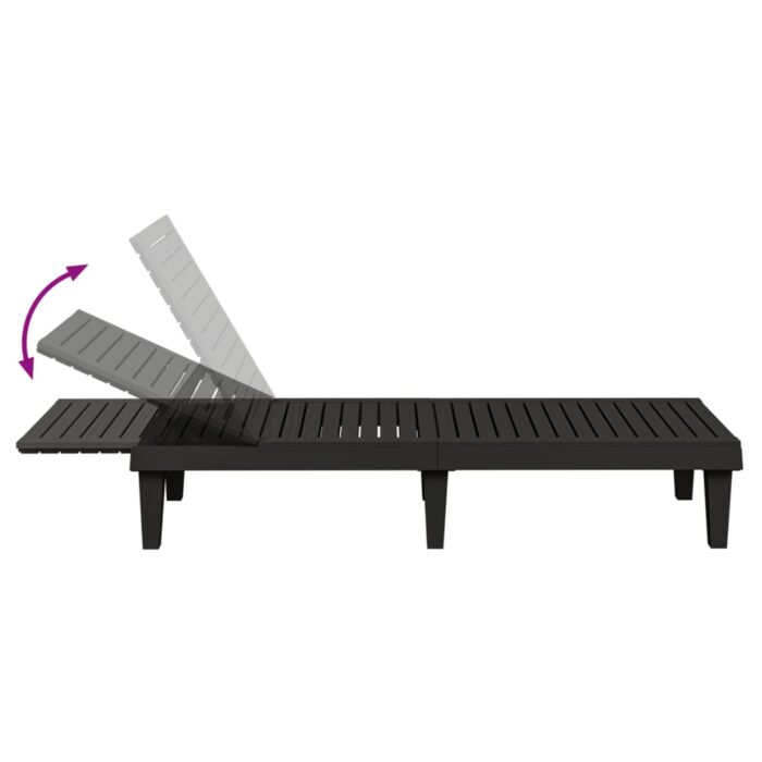 Chaises longues lot de 2 noir 155x58x83 cm polypropylène – Image 6