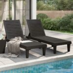Chaises longues lot de 2 noir 155x58x83 cm polypropylène