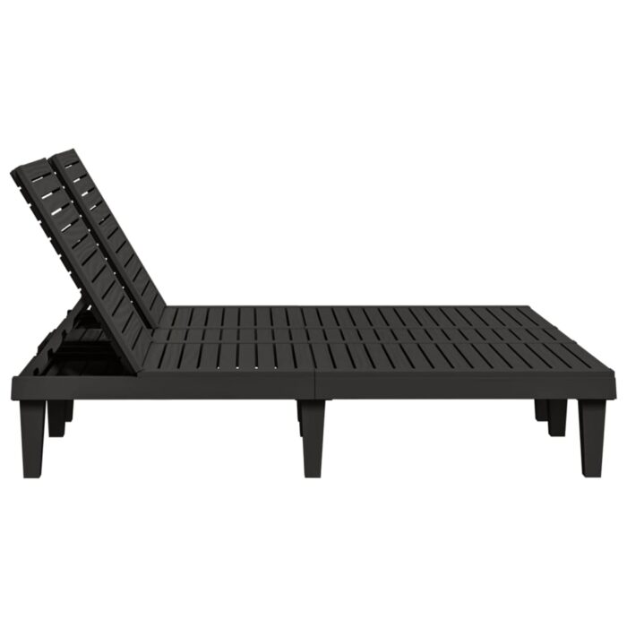 Chaise longue double noir 155x138x83 cm polypropylène – Image 3