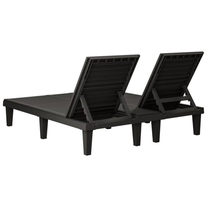 Chaise longue double noir 155x138x83 cm polypropylène – Image 4