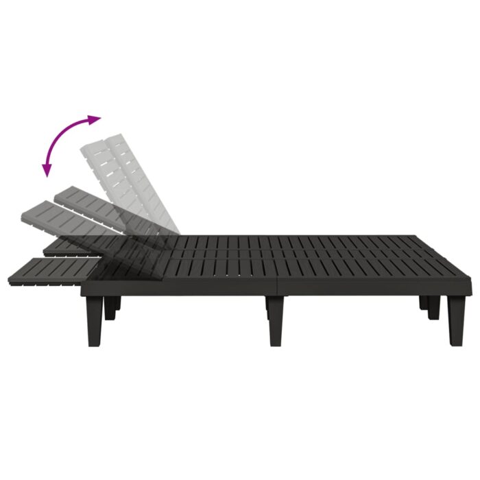 Chaise longue double noir 155x138x83 cm polypropylène – Image 5