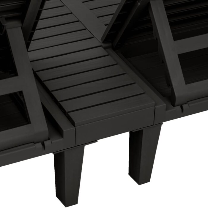 Chaise longue double noir 155x138x83 cm polypropylène – Image 7