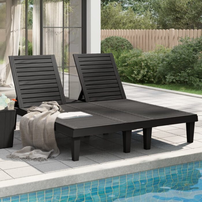 Chaise longue double noir 155x138x83 cm polypropylène – Image 1