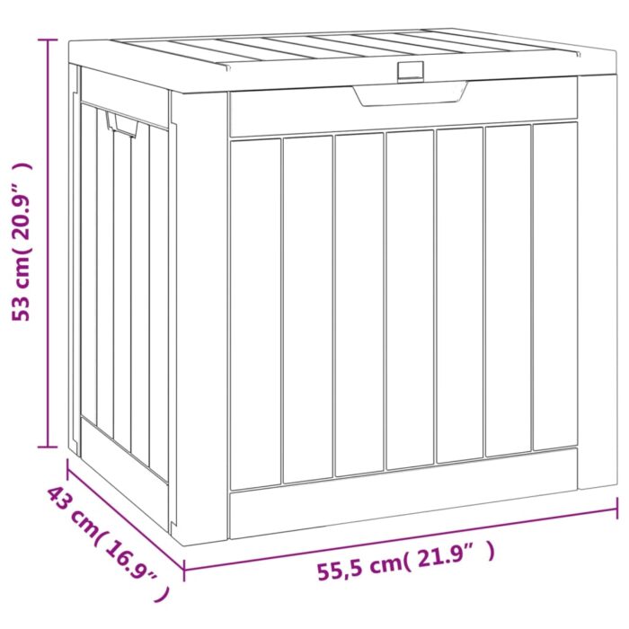 Boîte de stockage de jardin gris 55,5x43x53 cm polypropylène – Image 7