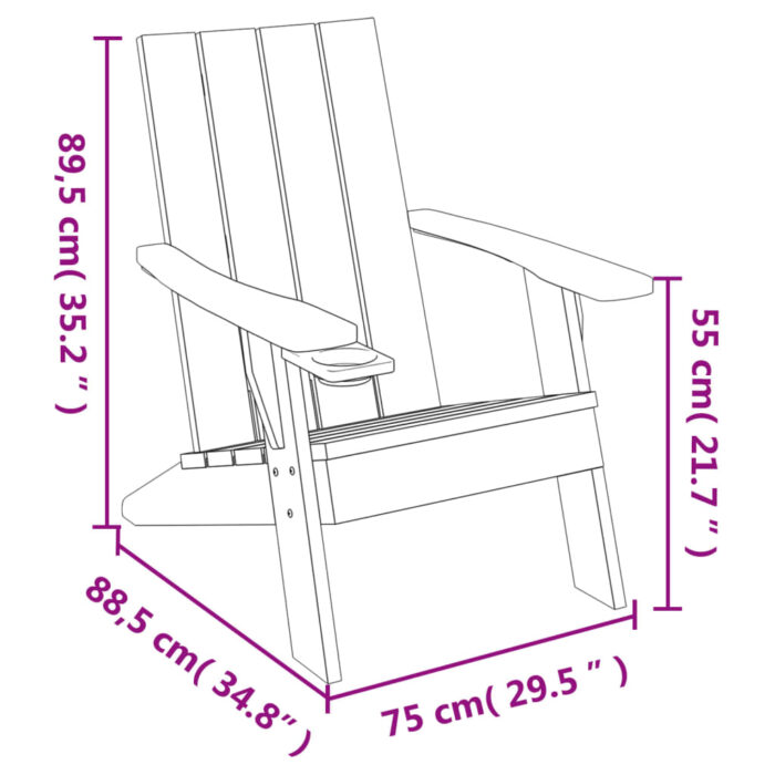 Chaise de jardin Adirondack marron clair 75x88,5x89,5 cm PP – Image 6
