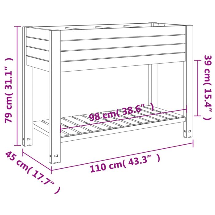 Lit surélevé de jardin blanc 110x45x79 cm polypropylène – Image 5