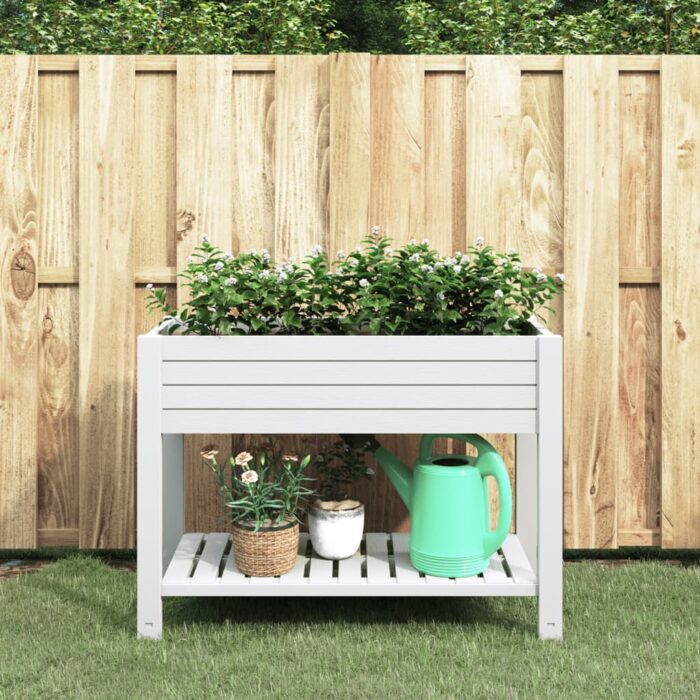 Lit surélevé de jardin blanc 110x45x79 cm polypropylène – Image 1