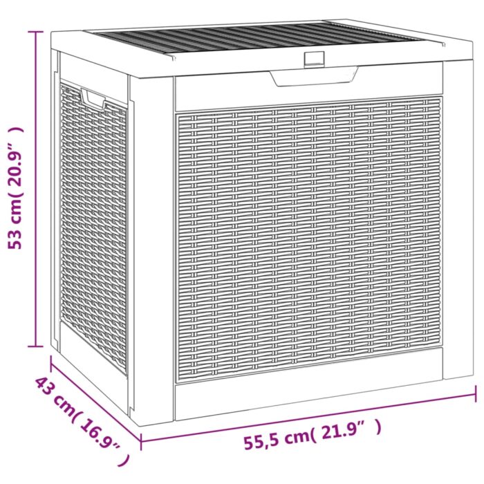 Boîte de stockage de jardin noir 55,5x43x53 cm polypropylène – Image 6