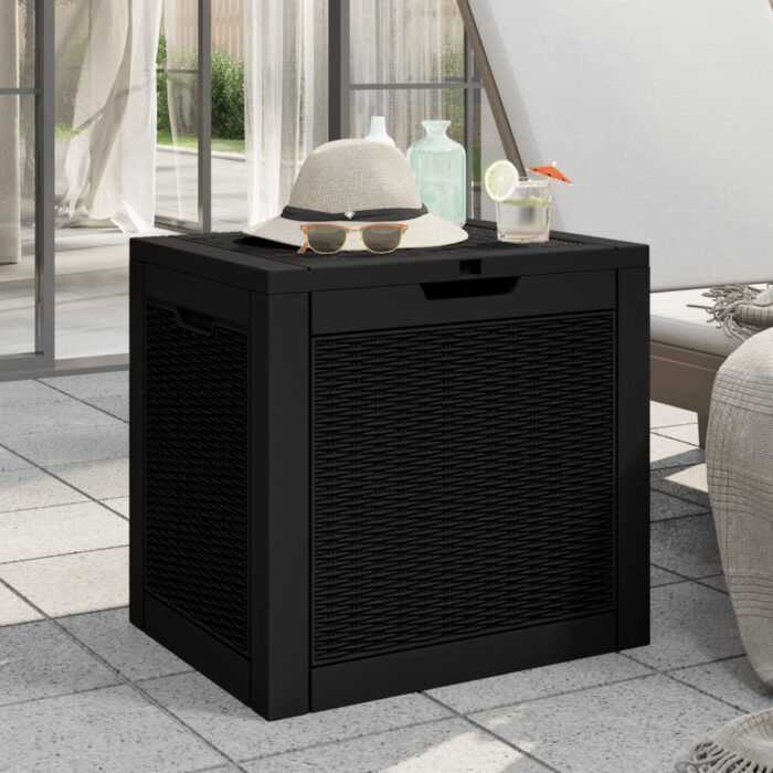 Boîte de stockage de jardin noir 55,5x43x53 cm polypropylène – Image 1