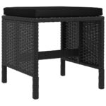 Ensemble à manger de jardin coussins 6pcs noir résine tressée – Image 6