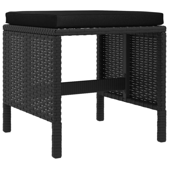 Ensemble à manger de jardin coussins 6pcs noir résine tressée – Image 6